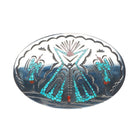 William Singer Navajo Vintage sterling silver chip inlay turquoise belt buckle