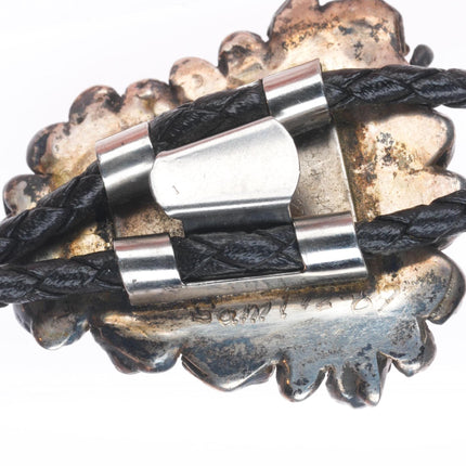 Vintage Brutalist sterling silver high grade spiderweb turquoise bolo tie