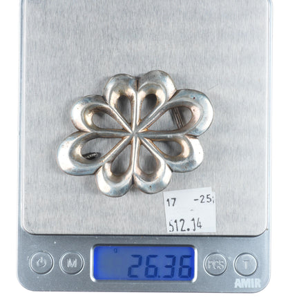 c1950 Vintage Navajo Cast sterling silver belt buckle