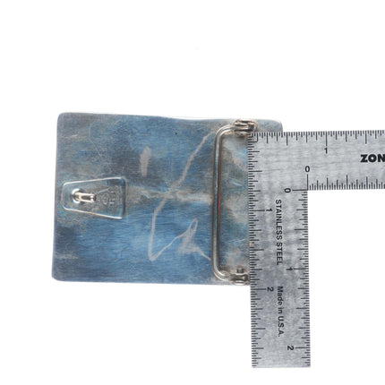 Vintage Bisbee turquoise Navajo feather design sterling silver belt buckle