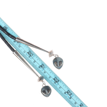 Vintage Navajo sterling silver bolo tie with dangly tips