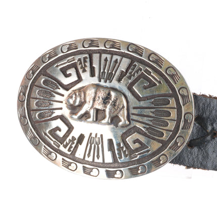 Harry Martinez Navajo sterling silver bear form concho belt