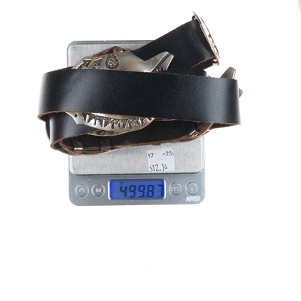 Harry Martinez Navajo sterling silver bear form concho belt