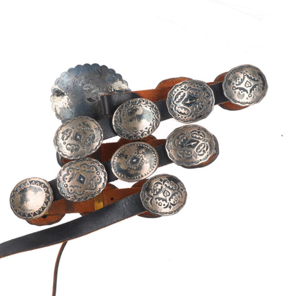 Vintage Navajo/Southwestern sterling silver hand stamped concho belt