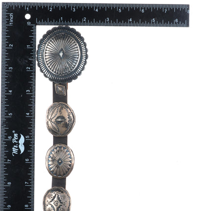Vintage Navajo/Southwestern sterling silver hand stamped concho belt