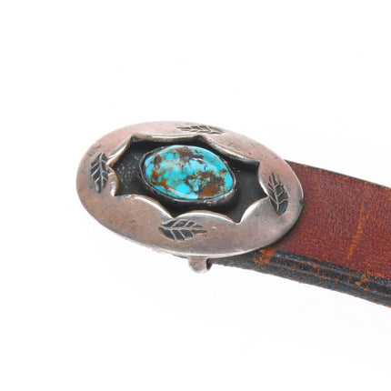 23" Vintage Sterling silver/turquoise Navajo shadowbox concho hatband