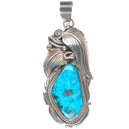 Robert & Noreen Kelly Navajo large vintage sterling silver turquoise pendant