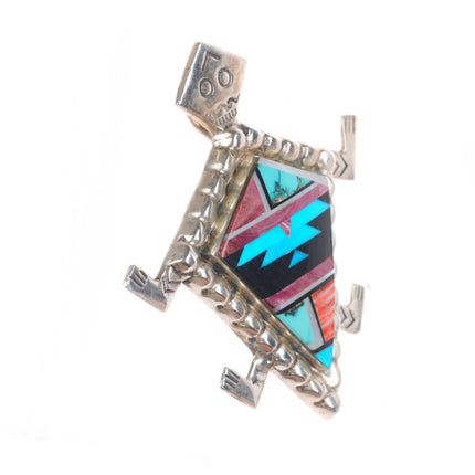 Albert Yazzie Navajo sterling silver intarsia inlay horned toad pendant/pin