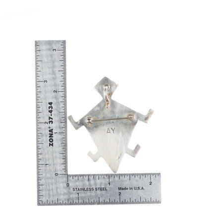 Albert Yazzie Navajo sterling silver intarsia inlay horned toad pendant/pin