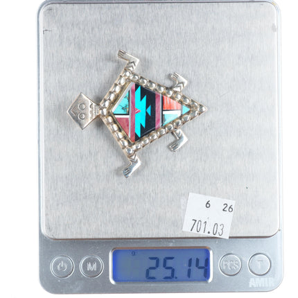 Albert Yazzie Navajo sterling silver intarsia inlay horned toad pendant/pin