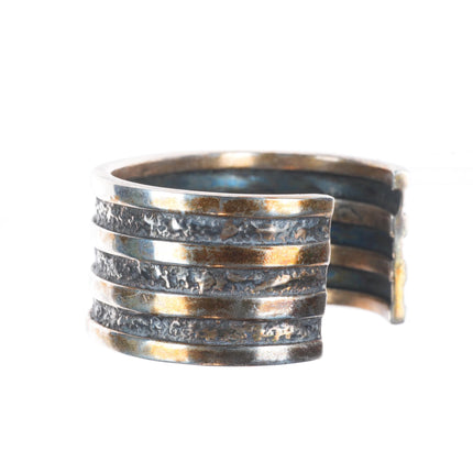 6.2" Vintage H Spencer Navajo sterling silver banded cuff bracelet