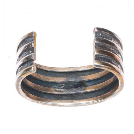 6.2" Vintage H Spencer Navajo sterling silver banded cuff bracelet