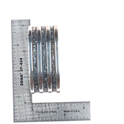 6.2" Vintage H Spencer Navajo sterling silver banded cuff bracelet