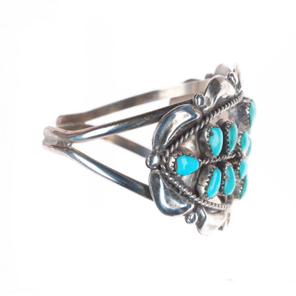 6.6" Homer Vacit Zuni sterling silver petit point turquoise cuff bracelet