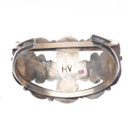 6.6" Homer Vacit Zuni sterling silver petit point turquoise cuff bracelet