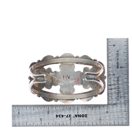 6.6" Homer Vacit Zuni sterling silver petit point turquoise cuff bracelet