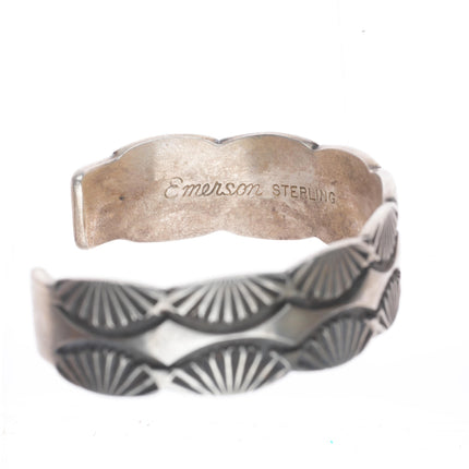 7.25" Emerson Bill Navajo deep stamped sterling silver cuff bracelet