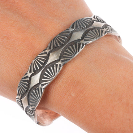 7.25" Emerson Bill Navajo deep stamped sterling silver cuff bracelet