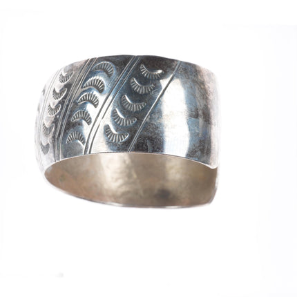 6.75" Tracy Navajo hand stamped domed sterling silver cuff bracelet