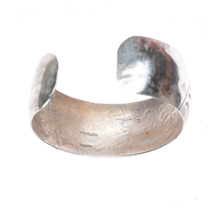 6.75" Tracy Navajo hand stamped domed sterling silver cuff bracelet