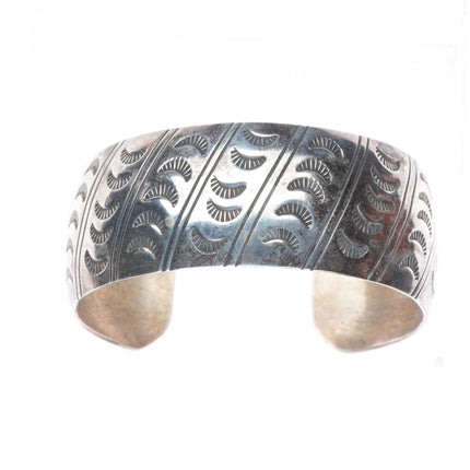 6.75" Tracy Navajo hand stamped domed sterling silver cuff bracelet