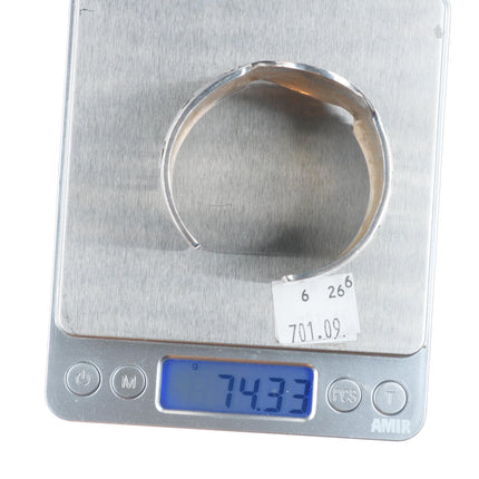 6.5" Harold Lomayaktewa Hopi overlay heavy sterling silver man in the maze cuff bracelet