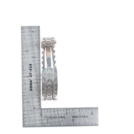 6.4" Vintage Navajo sterling silver sugilite deep stamped cuff bracelet