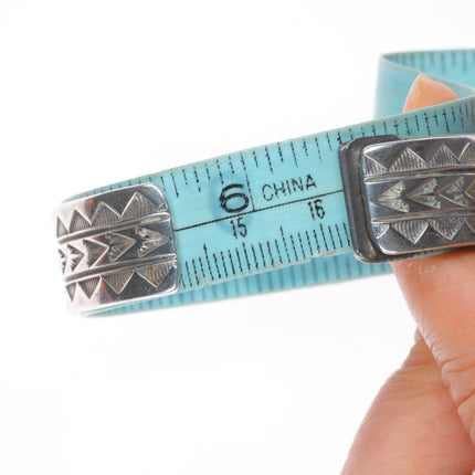 6.4" Vintage Navajo sterling silver sugilite deep stamped cuff bracelet