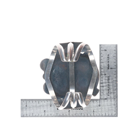 6.25" Big vintage Navajo sterling silver Morenci turquoise heavy cuff bracelet