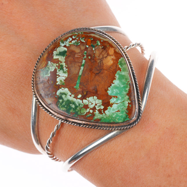 6.5" Vintage Navajo Royston boulder turquoise sterling silver cuff bracelet