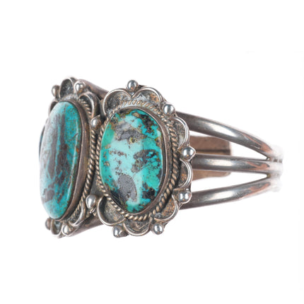 6.6" Vintage Blue Diamond turquoise Navajo sterling silver cuff bracelet