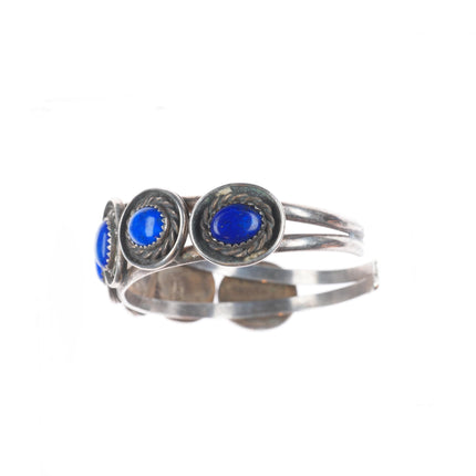 6.8" F Sandoval Navajo sterling silver lapis lazuli row cuff bracelet