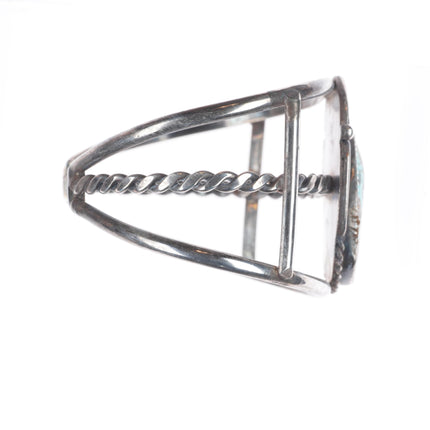 7" Vintage Navajo sterling silver turquoise cuff bracelet with nice turquoise