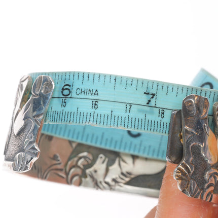 7.2" Lloyd Becenti Navajo sterling silver horses cuff bracelet interior design