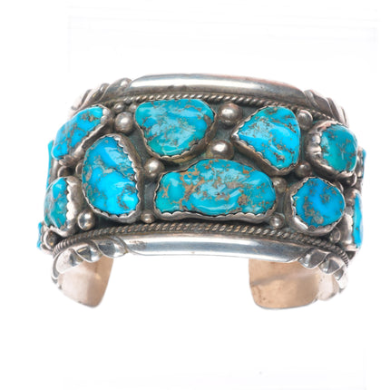 7.1" large Eugene & Yvonne Mahooty Zuni Cuff bracelet turquoise nuggets