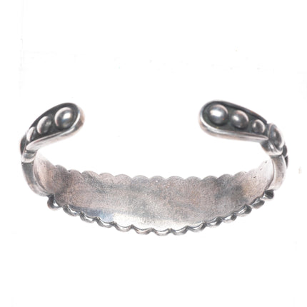 6.5" 1930's Navajo Ingot silver row cuff bracelet with ornate accents