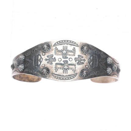 6.5" 1930's-40's Fred Harvey thunderbird/clouds sterling silver cuff bracelet