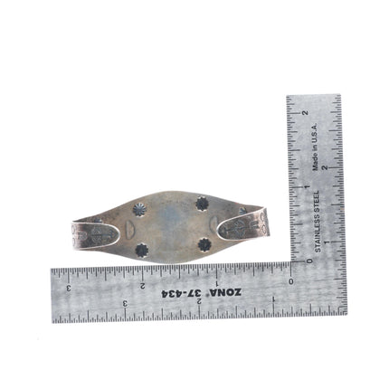 6.5" 1930's-40's Fred Harvey thunderbird/clouds sterling silver cuff bracelet