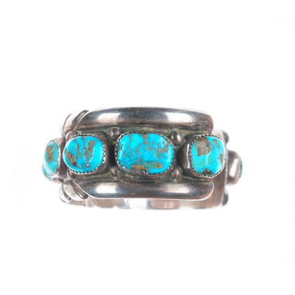 7" large Eugene & Yvonne Mahooty Zuni Cuff bracelet turquoise nuggets