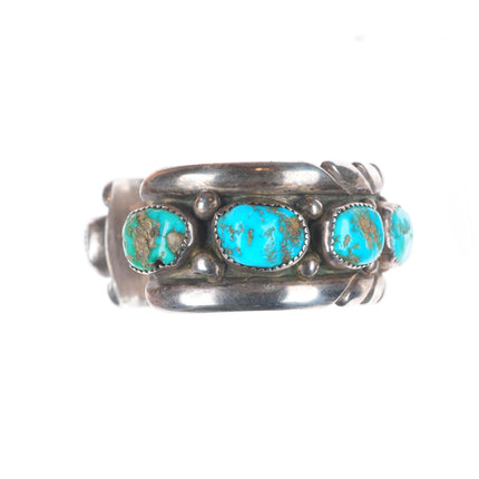 7" large Eugene & Yvonne Mahooty Zuni Cuff bracelet turquoise nuggets
