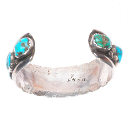 7" large Eugene & Yvonne Mahooty Zuni Cuff bracelet turquoise nuggets