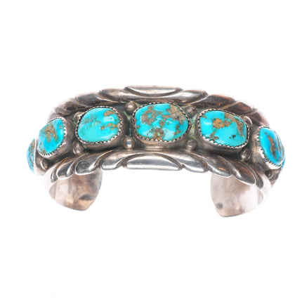 7" large Eugene & Yvonne Mahooty Zuni Cuff bracelet turquoise nuggets