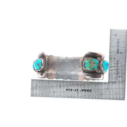 7" large Eugene & Yvonne Mahooty Zuni Cuff bracelet turquoise nuggets
