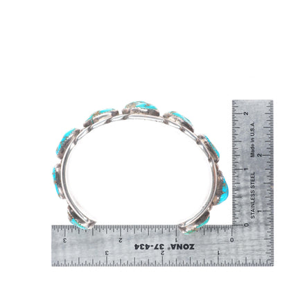 7" large Eugene & Yvonne Mahooty Zuni Cuff bracelet turquoise nuggets