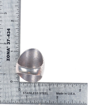 sz10 Vintage Navajo sterling silver men's ring with green turquoise