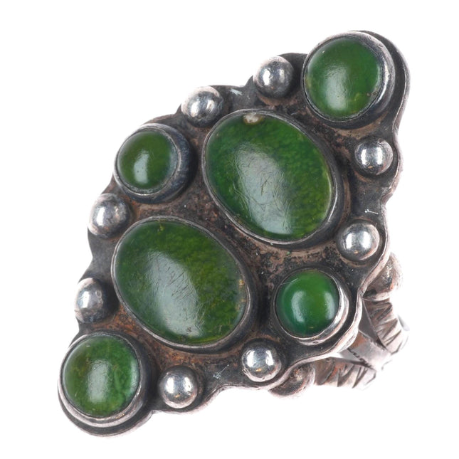 sz7.5 30's-40's Navajo Cerrillos turquoise sterling silver multi-stone ring