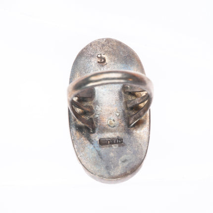 sz7.5 Vintage southwestern/Navajo sterling silver shell/turquoise inlay ring