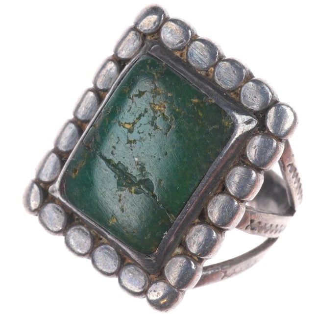 sz6 30's-40's Vintage Navajo Cerrillos turquoise greasy green ring