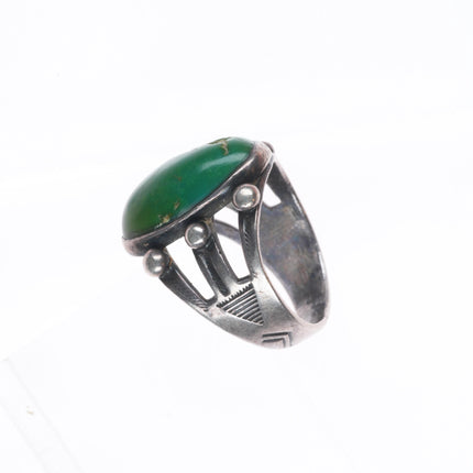 sz6 30's-40's Vintage Fred Harvey/Navajo Cerrillos turquoise greasy green ring