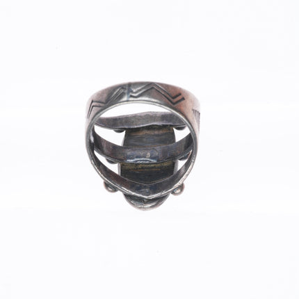 sz6 30's-40's Vintage Fred Harvey/Navajo Cerrillos turquoise greasy green ring